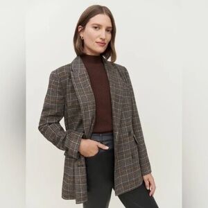 Reformation Winston Blazer size S in Charcoal Plaid NWT